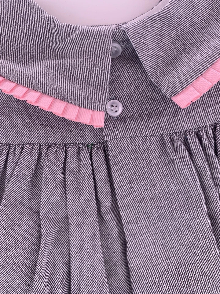 Nuevo con etiquetas Vestido Bailey Niños Manga Corta Flotador Gris Franela Clásico Cuello Volantes EE. UU. Foto 4 de 4