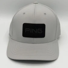 Ping Golf Cap Hat Flexfit Tech Gray Black Patch Adjustable Snapback