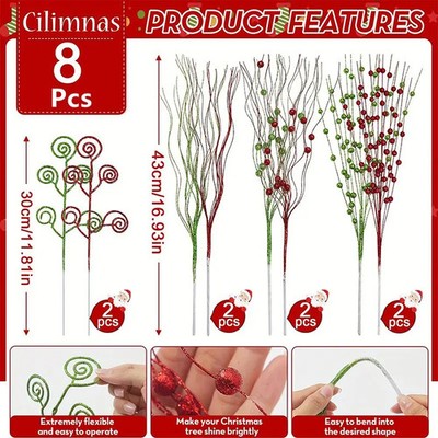 Glitzernde künstliche Beeren Zweig Weihnachten Dekoration für Baum und Haus