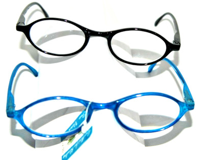 2  READING GLASSES Quality Womens Girls fashion Black Blue compact  Power +2.50
