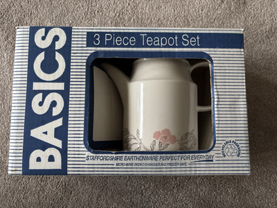 Staffordshire Geschirr rosa Blumenmuster Teekanne Milch-/Sahnekännchen & Zuckerdose