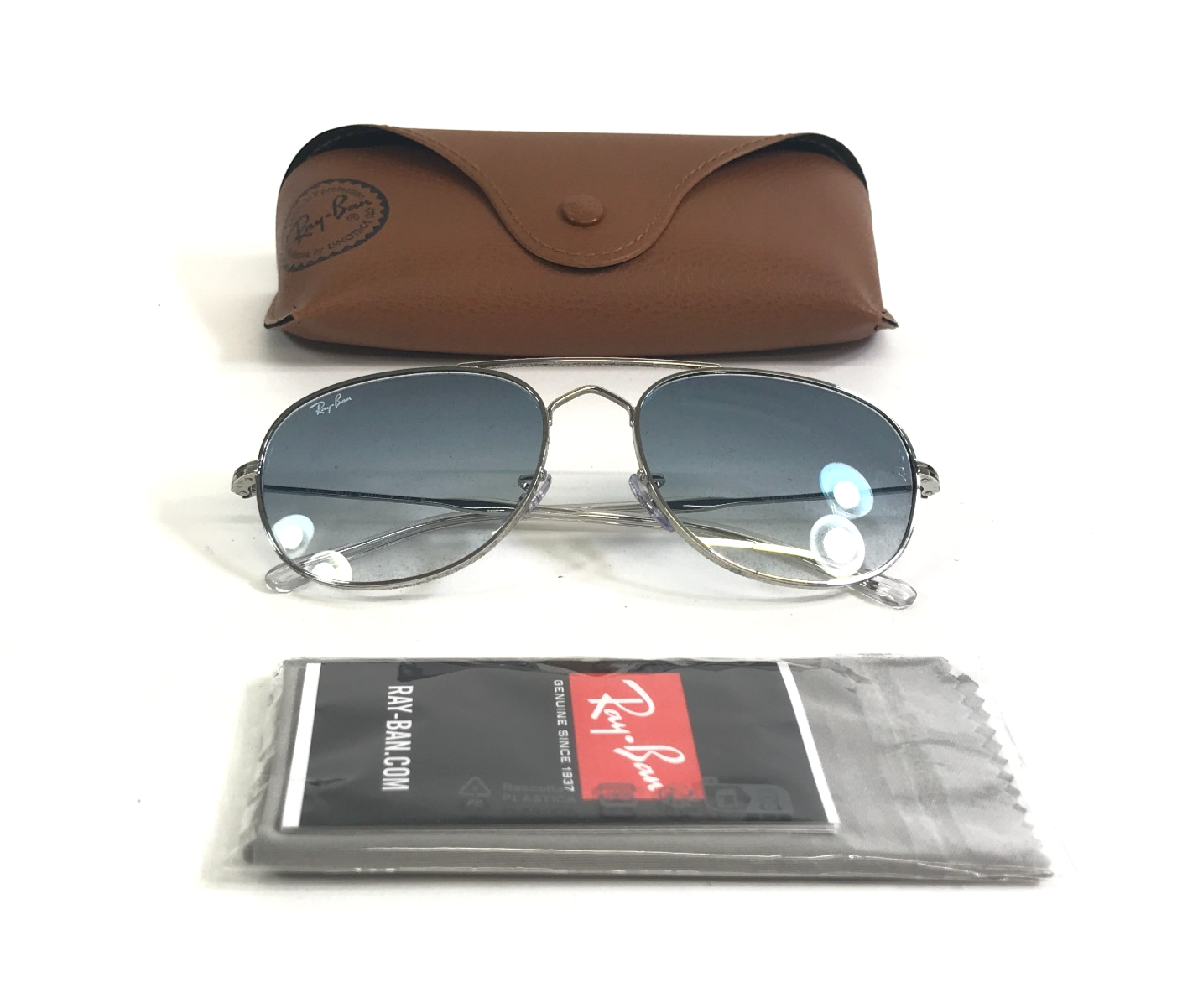 Ray-Ban Sunglasses RB3735 003/3F Bain Bridge Silver Frames Gradient Blue Lenses