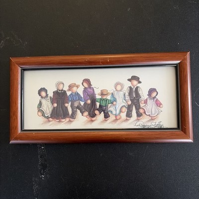 Amish Faceless Children At Play Wood Framed Print w Glass Freiman Stoltzfus 1994