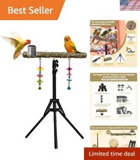 Portable Height Adjustable Bird Training Stand 16-63" with Natural Pepper Wood