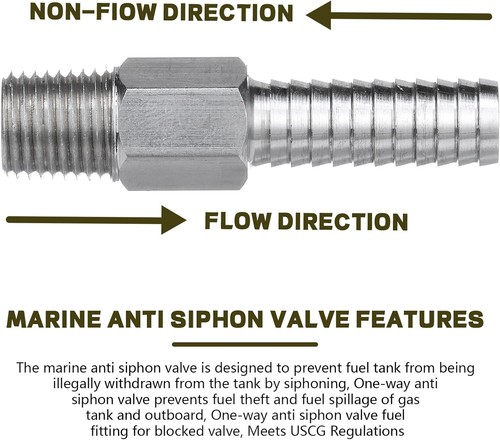 Marine Anti Siphon Valve Replacement for Boat Fuel Tank Pickup Tube to Gray - Picture 2 of 7
