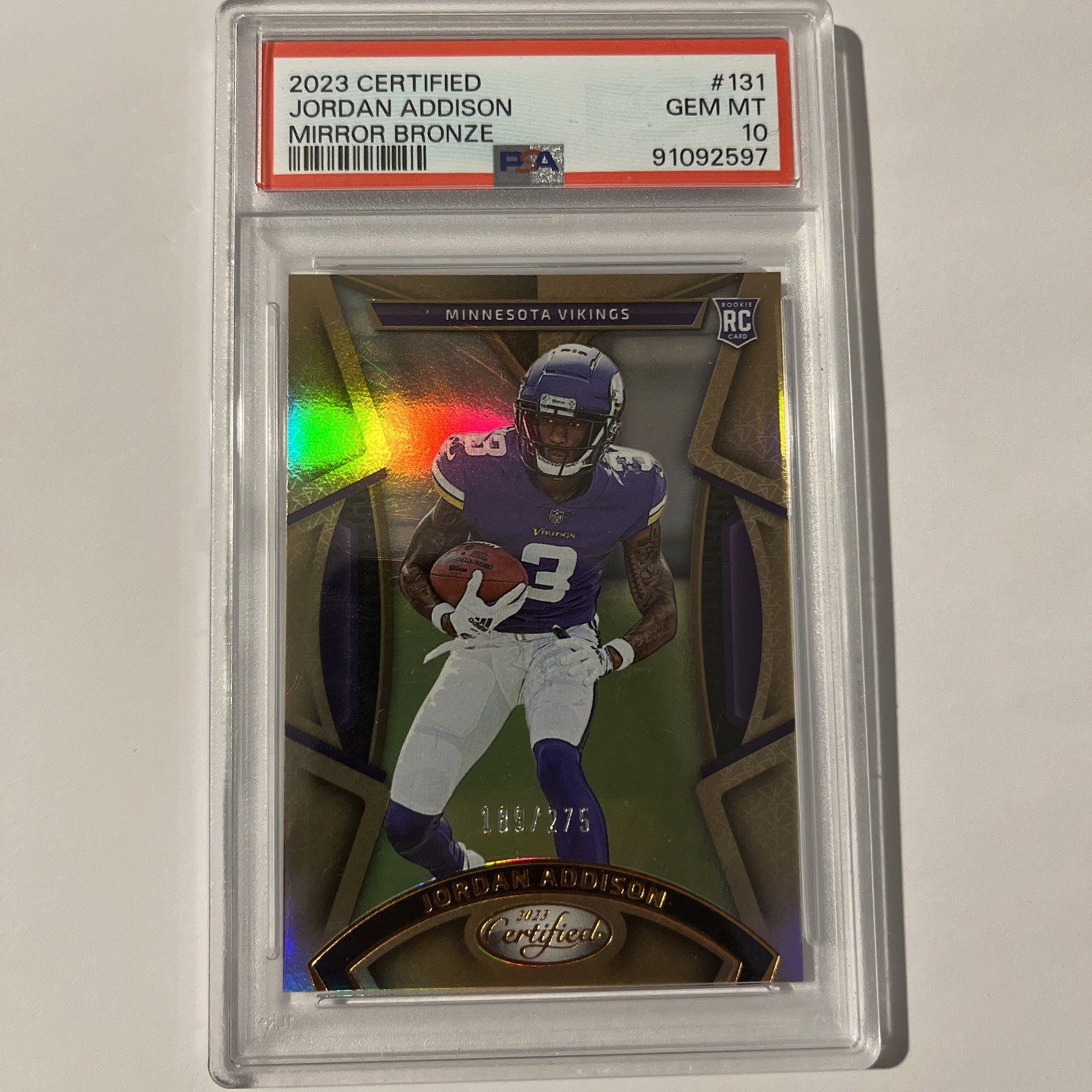 2023 Panini Certified - Rookies Jordan Addison #131 Mirror Bronze /275 (RC)