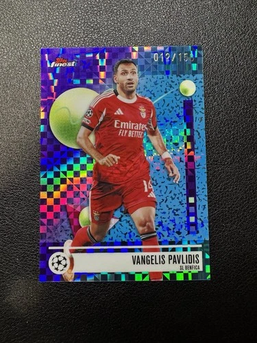 2025-26 Topps Finest UEFA #190 VANGELIS PAVLIDIS Common Purple Checkerboard /150