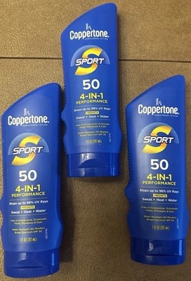 Coppertone Sport 4-in-1 Sunscreen Lotion SPF 50 Tanning 7oz All 3 New Exp 11/26