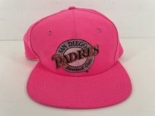 VTG 90s San Diego Padres Twins Enterprise Script Snapback Hat Cap MLB Rare Pink