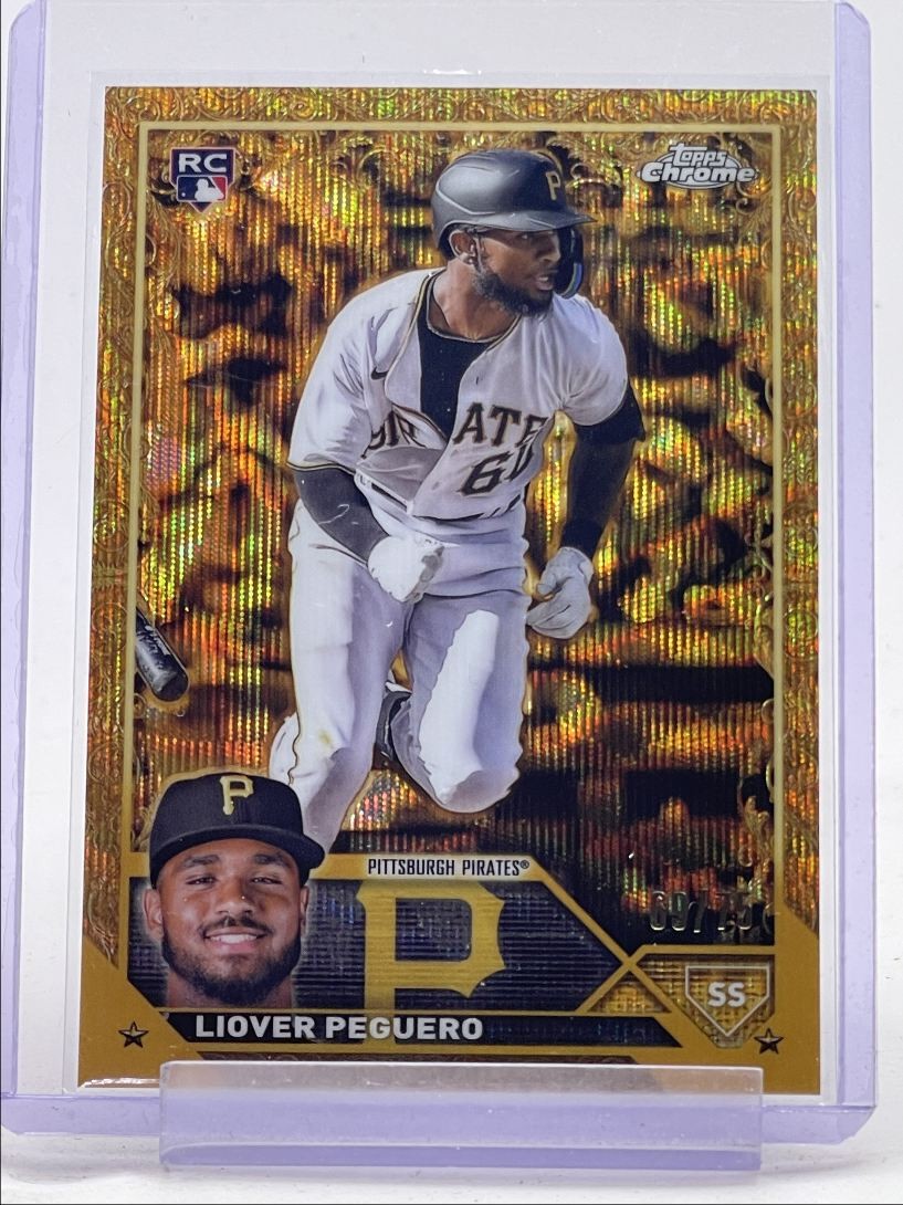 LIOVER PEGUERO 2023 TOPPS CHROME GILDED ROOKIE GOLD WAVE ETCH RC /75 Q0190