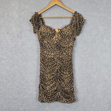 Thats So Fetch Dress Womens 12 Leopard Print Ruched Bodycon Mini Party Cocktail