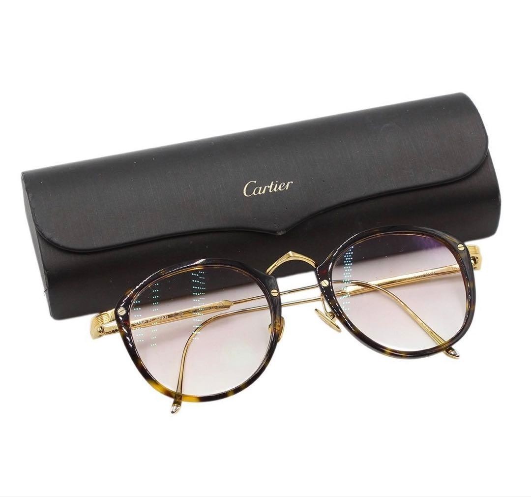 Cartier S2582 Round Tortoise Shell Eyeglasses Gold Frame France