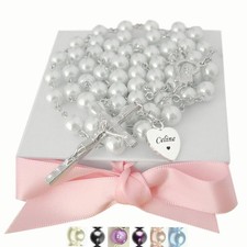 Personalised Rosaries, Engraved Pearl Rosaries, Any Name, First Communion Gift