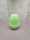 FENTON Satin Lime Green Hobnail Fairy Lamp Glass