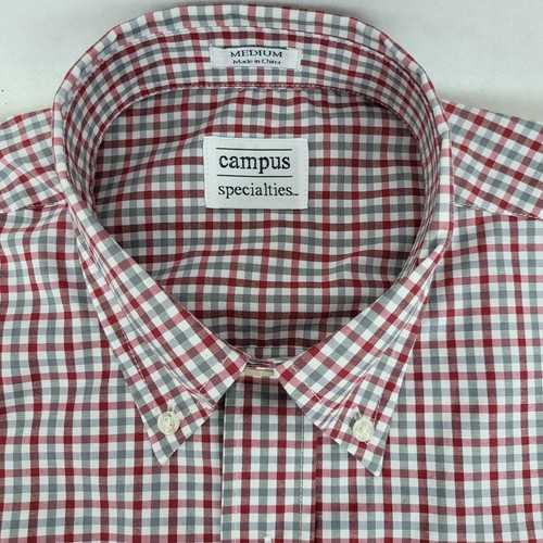 Oklahoma Sooners Gingham Plaid Button Down Shirt OU Patch Men M Red Short Sleeve - Picture 3 of 8