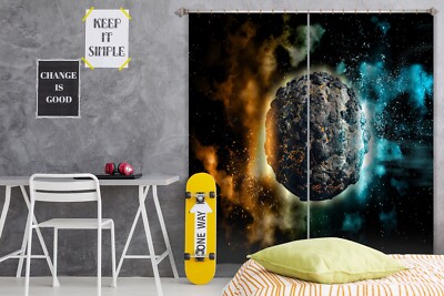 3D Planet Meteorite ZHUA503 Photo Curtain Window Blockout Fabric Amy 2023