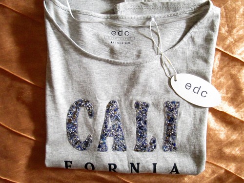 EDC ESPRIT OVERSIZE SHIRT GRAU MELIERT CALIFORNIA SCHMUCKSTEINEN PRINT L 40 NEU - Bild 10 von 10
