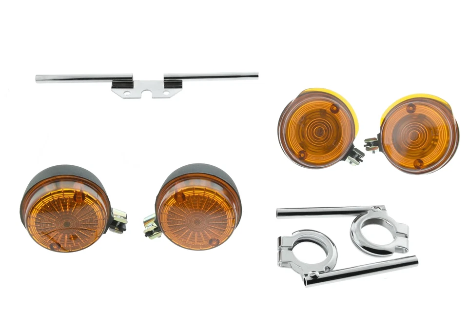 Blinker rund mit HALTER chrom S50 S51 S70 mit E-Prüfzeichen Set, für Simson - Bild 1 von 1