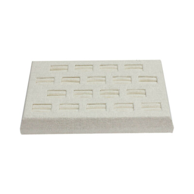 5PC Beige Linen Wrapped 8''x4'' Ring Padded Tray 18 Slot Cufflink Organize Jewelry