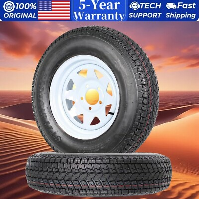 #ad ✔️2X Trailer Tires and 13quot; Rims Wheels 5 Lug on 4.5quot; ST175 80D13 175 80 13 Tires $132.99