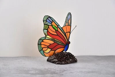 Stained Glass Butterfly Style Retro Tiffany Accent Lamp Table Lamp Desk Lamp 8"H
