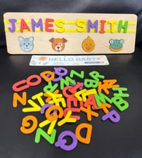 Personalized Name Puzzle with Magnetic Board Custom Wooden Toy for Toddlers 215D