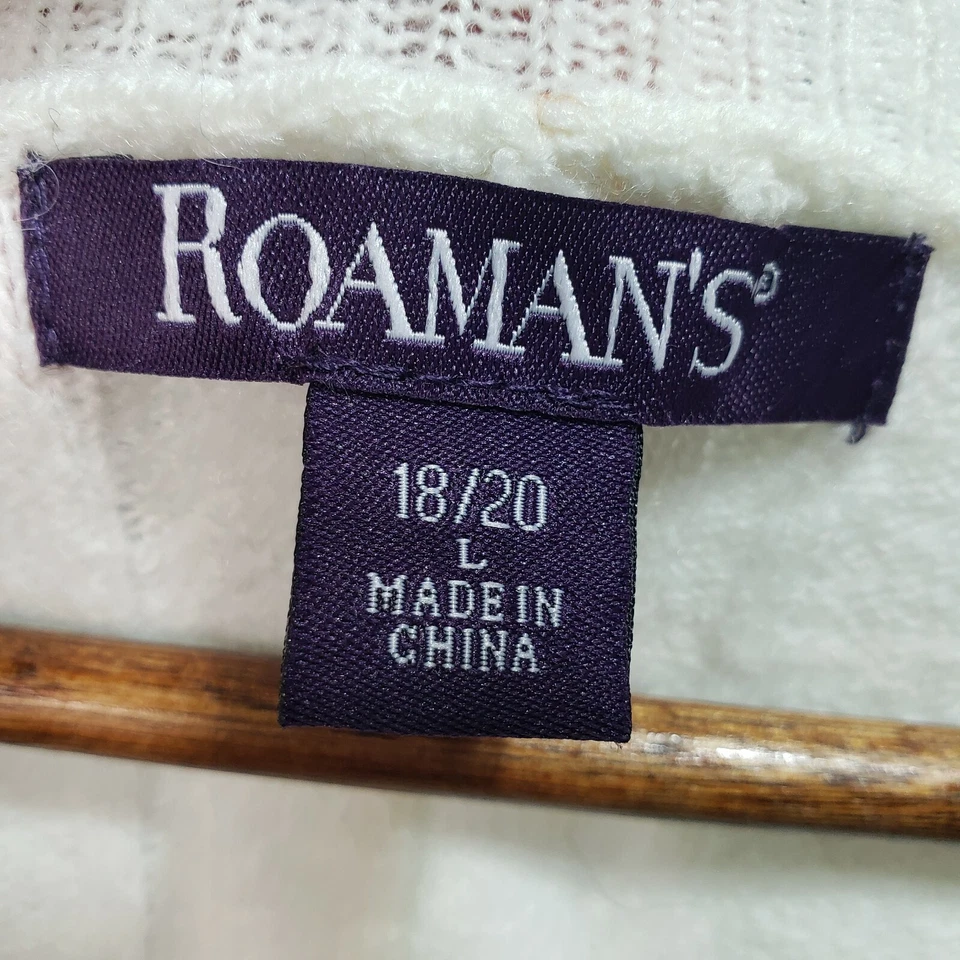 NWOT Roaman's Ivory Wool Blend V-Neck Sweater Plus Size 18/20.  - Image 2 of 4