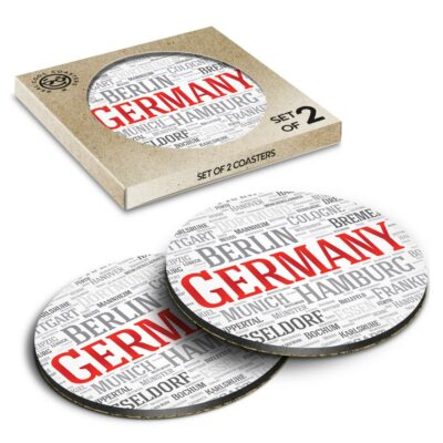 2 x Box Runde Untersetzer - Deutschland Wortkunst Deutsche Stadt #14457