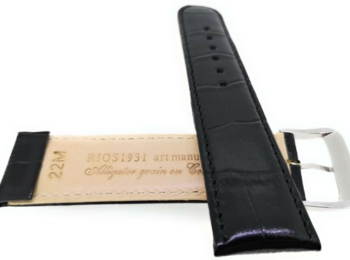 Watch Strap With Clip For Hanging 22Mm Black Crocodile Look For Fixed Lugs / 33 - Picture 2 of 6