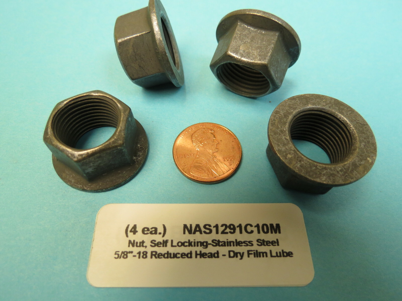 (4) NAS1291C10M MilSpec Self Locking Nuts 5/8”18 Stainless Steel Dry