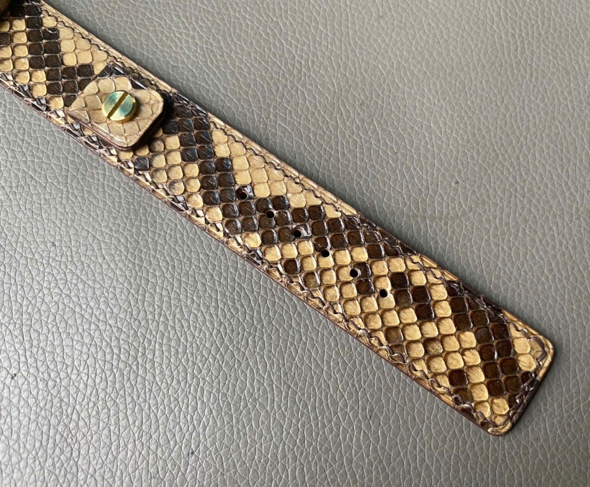 Cinturino In Vera Pelle Di Serpente Per Orologio – Fatto A Mano, Vintage, Misura 14-26mm, Verde