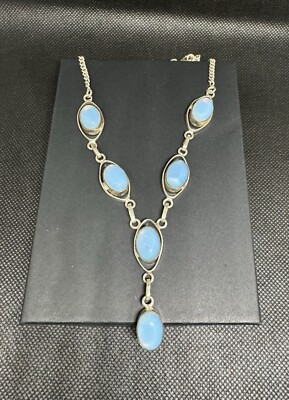 925 Sterling Silver  Opalite Necklace 22 