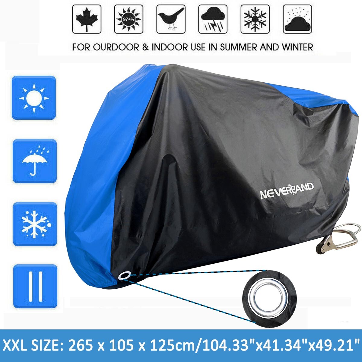 NEVERLAND Motorcycle Cover – Waterproof, UV Resistant For Honda Harley-Davidson (Indoor/Outdoor) - View #2