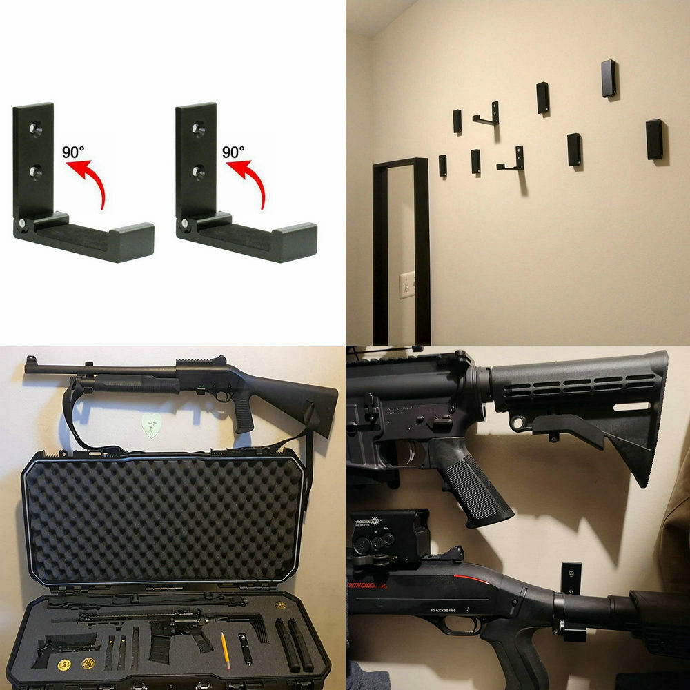 2×Gun Racks Folding Shotgun Hooks Hangers Scratchproof Fit Indoor