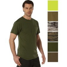 Rothco Moisture Wicking Polyester Pocket T-Shirt Solid Short Sleeve Workwear Tee