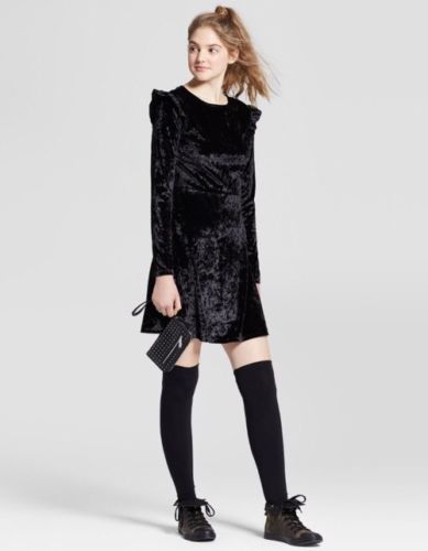 mossimo long sleeve dress Mossimo Women Velvet Purple Long Sleeve XL Whimsy Dress Velvet Feel Y2K