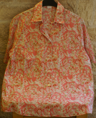 Walbusch blouse exquisite white pink cream floral print size 38 / M New