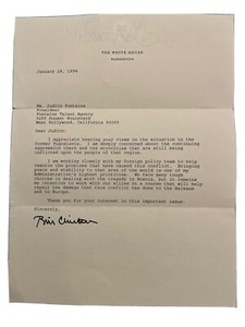 William J. Bill Clinton Typed Letter Signed January 28 1994