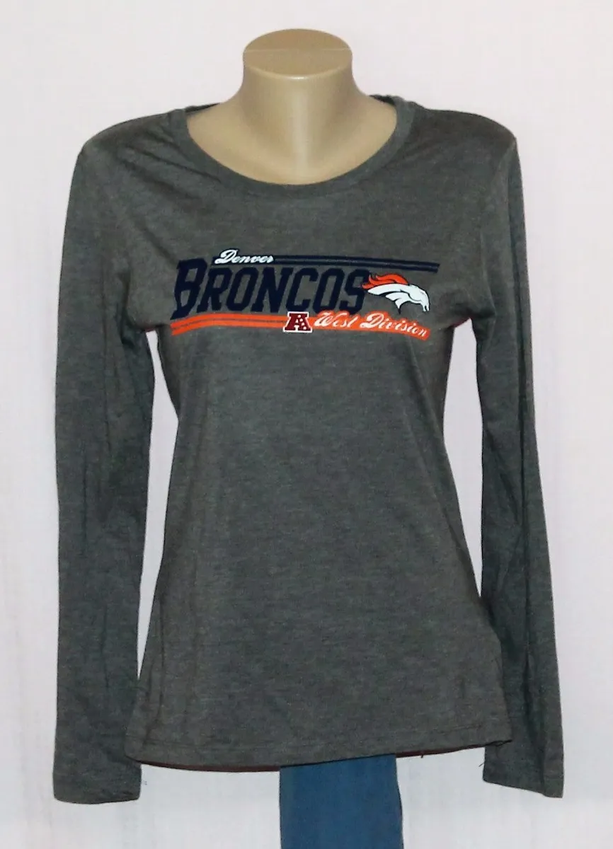 Denver Broncos Womens AFC West Long Sleeve Shirt Gray LRG - NFL