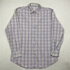 Peter Millar Shirt Mens Large Purple Gray Plaid Button Down Long Sleeve