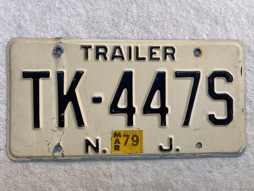 NEW JERSEY TRAILER 1979 License Plate TK 447S Dad's Garage Construction Man Cave