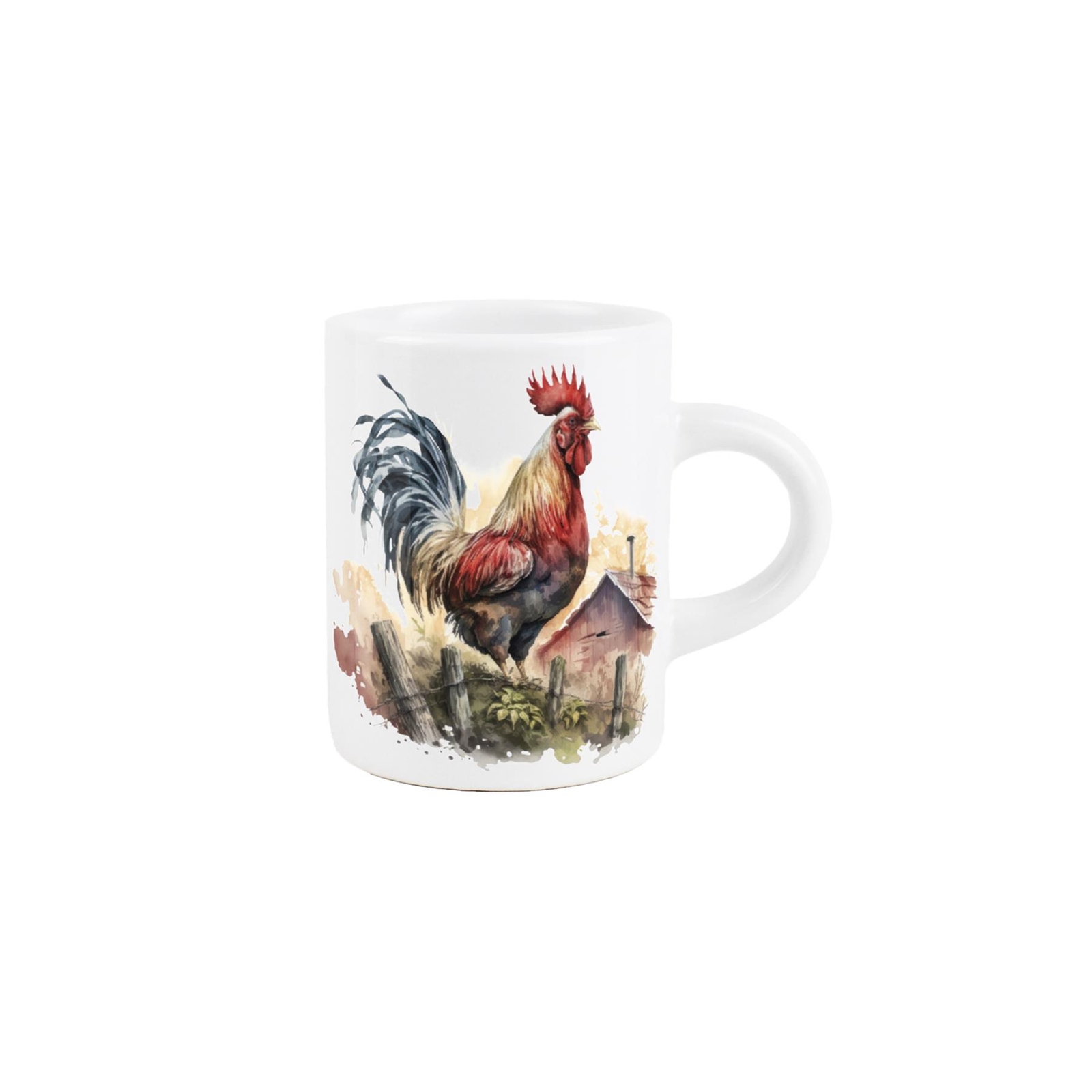 Rooster Espresso Cup - Countryside Farm Animals Small Ceramic Mug Gift