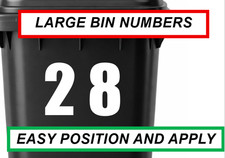 LARGE WATERPROOF SELF ADHESIVE STICKERS WHEELIE BIN NUMBERS WHEELY DUSTBIN WHITE