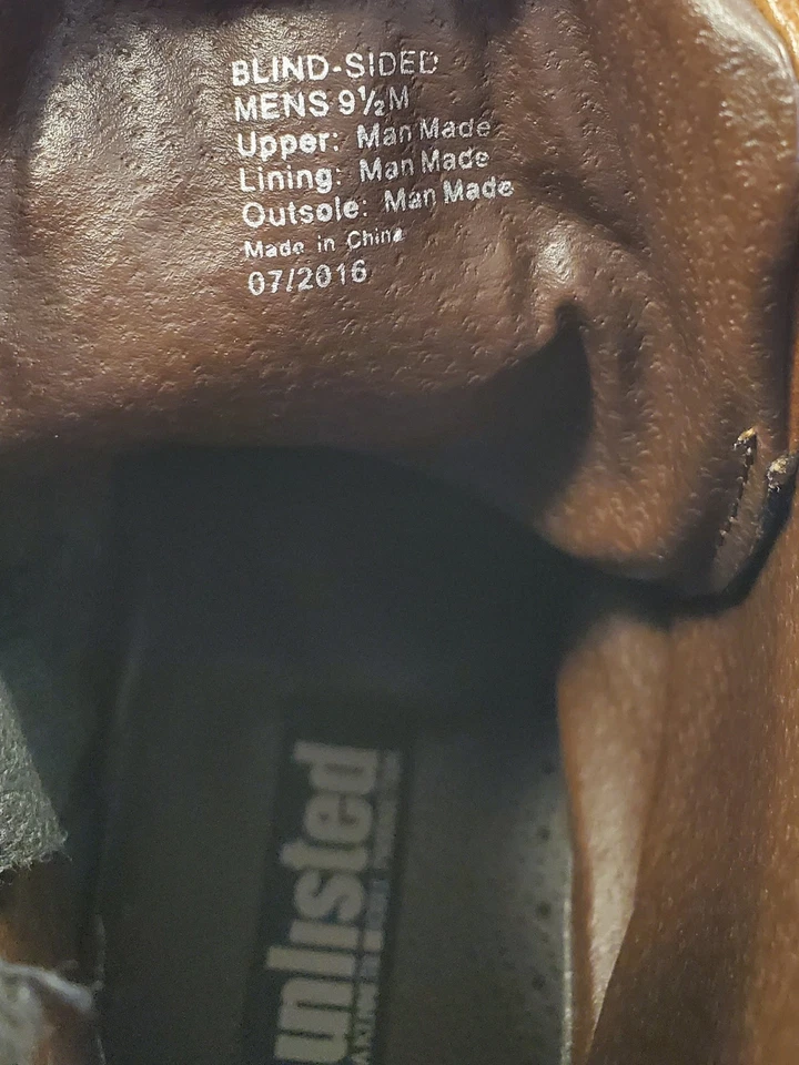 Kenneth Cole Unlisted Men's Blind Sided Wingtip Ankle Boots Cognac Brown Sz 9.5 - Image 4 of 4