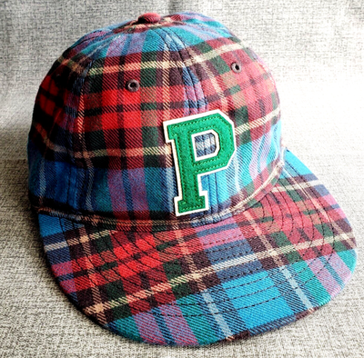 NWT POLO Ralph Lauren VARSITY P BASEBALL CAP Strapback Hat PLAID