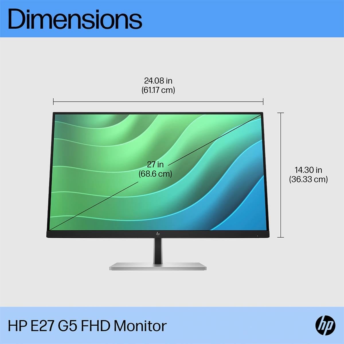 HP E27 G5 27" Full HD Monitor 27" IPS 5ms 75Hz for Desktop PC Laptop Display 3