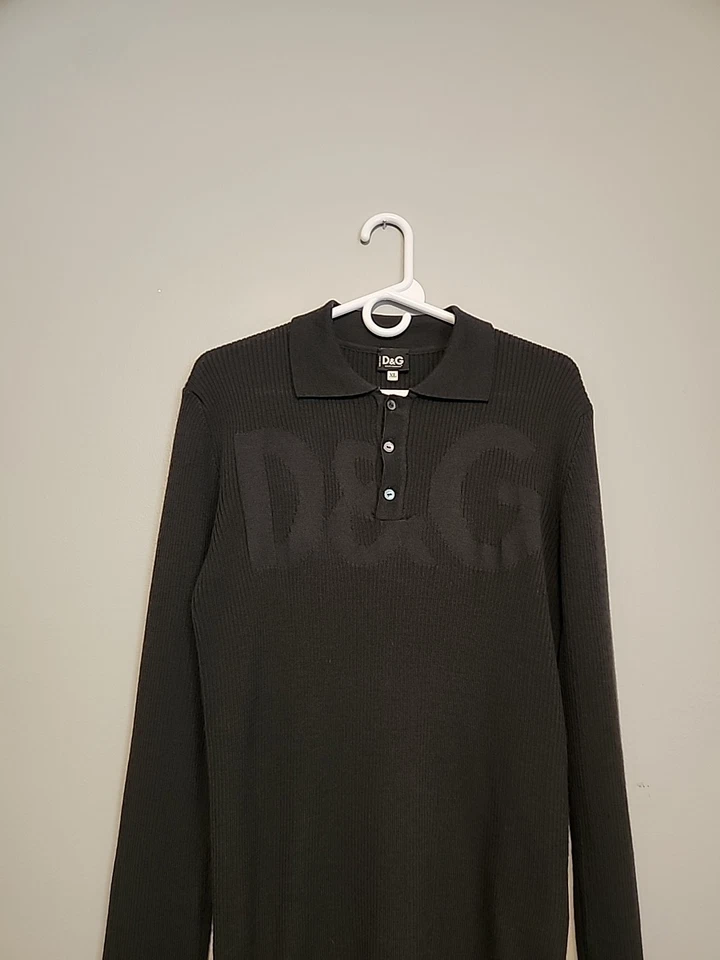 Authentic Dolce & Gabbana vintage big logo wool blend sweater Women XL Dark Gray - Image 4 of 4