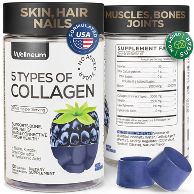 Collagen Gummies 3000mg   Hair, Skin & Nail Support, Sugar-Free, Non-GMO