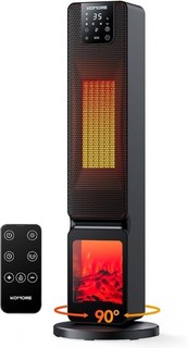 PTC Ceramic Heater 22 x 22 x 66cm Fireplace Effect 90°Oscillation AUCTION USED