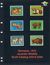 $2.50 Scott Value  - 1972 ROMANIA Wildlife Young Animals European CV MNH NH UMM
